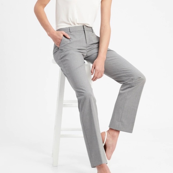 Banana Republic Pants - Banana Republic Logan Heather Grey Mid Rise Straight Pants Sz 10 EUC